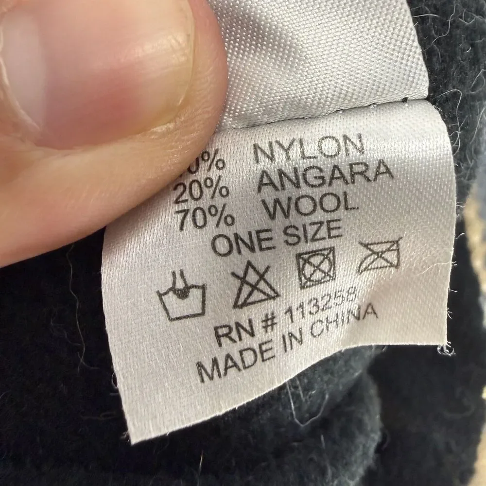 Vtg Shred Alert Cadet Hat Beanie Knit Brim Wool Angora Fleece Lined Cap Blue Y2K